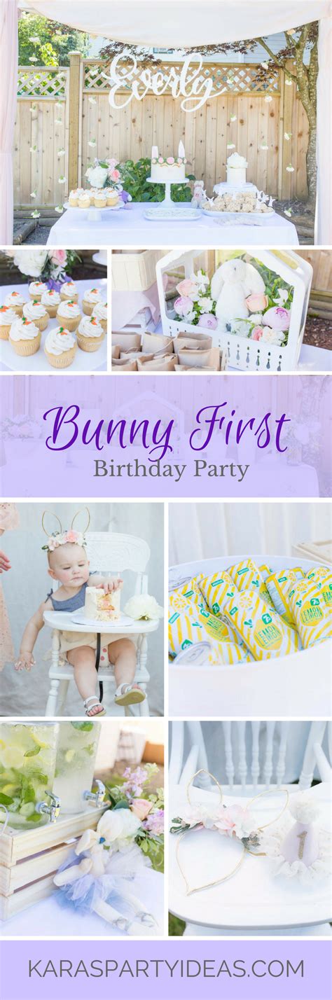 Kara's Party Ideas Bunny 1st Birthday Party | Kara's Party Ideas