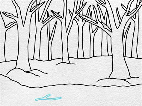 Snowy Forest Drawing - HelloArtsy