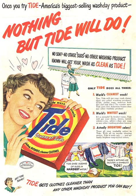 Tide, 1950 #50s #advertising | Tide detergent, Laundry wall art, Tide ...