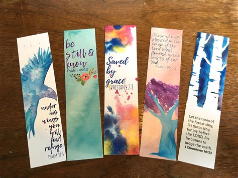 Watercolored Bible Verse Bookmarks - Set of 5 - Christian Gift - Scripture Bookmark Set by ...