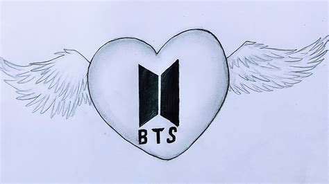 How to draw BTS logo step by step in heart / BTS logo Drawing Tutorial ...