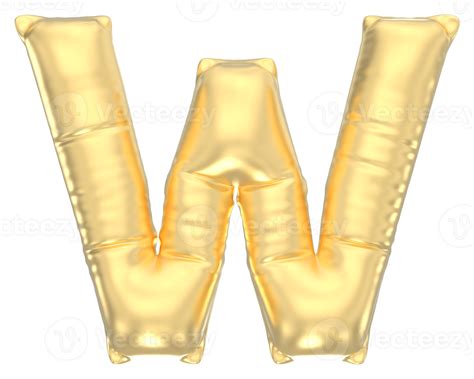 Letter W Balloon Gold 3D Render 41280562 PNG