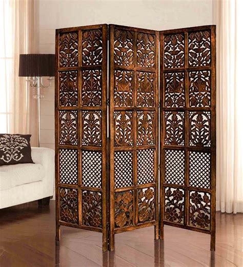 Buy Solid Wood Room Divider in Brown Colour by Wooden Twist Online ...