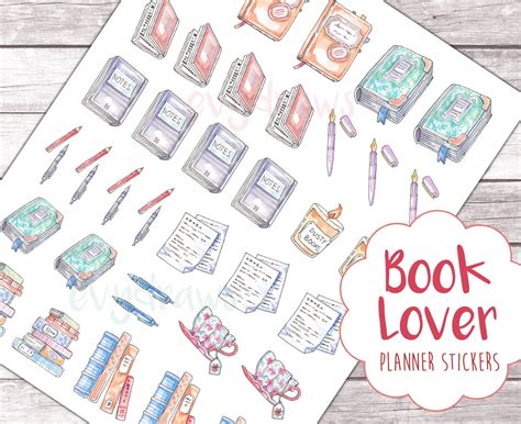 Book Stickers Printable Books & Novel Writing Hand-drawn - Etsy