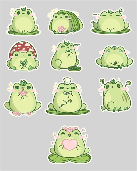 ArtStation - Cute frog stickers | Adesivi stampabili, Disegni di anime ...