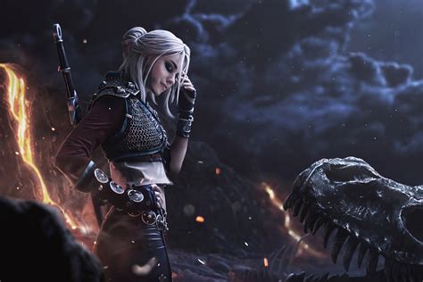 Download White Hair Model The Witcher 3: Wild Hunt Ciri (The Witcher) Woman Cosplay 4k Ultra HD ...