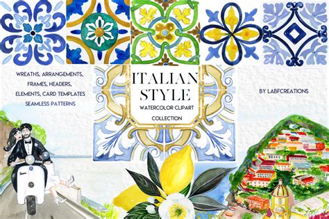 Italian Style. Watercolor tiles. - Free Vector Files | Free SVG for Cricut & Silhouette