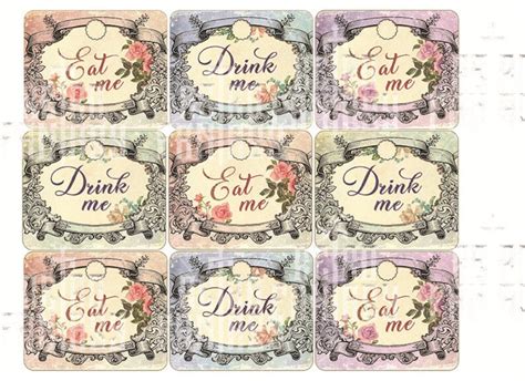 Drink Me Eat Me Labels Alice in Wonderland Vintage Labels - Etsy