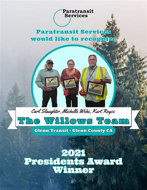 Willows Team Recieves President’s Merit Award — Paratransit Services