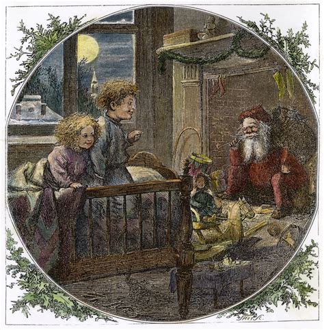 Thomas Nast: Santa Claus. /Nsanta Claus Coming Down The Chimney. Line ...