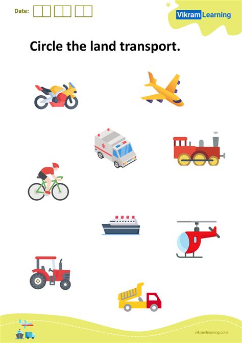 Download circle the land transport worksheets | vikramlearning.com