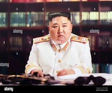 KIM JONG-un North Korean leader in a 2021 official portrait showing him ...