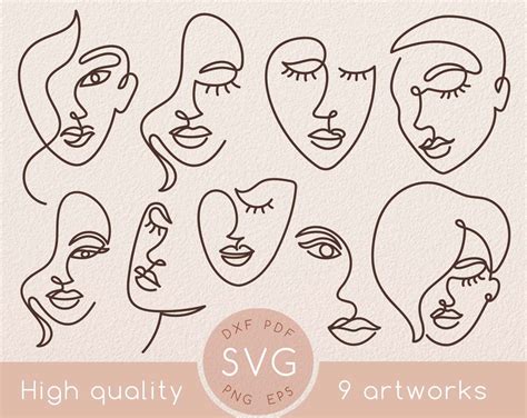 One Line Woman Abstract Face Svg Drawing Abstract Minimal - Etsy