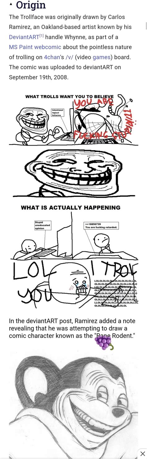 Origin The Trollface was originally drawn by Carlos Ramirez, an Oakland ...