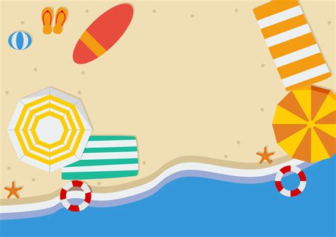 Editable Top View Summer Beach With Flat Style Vector Illustration for Text Background 12052164 ...