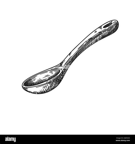 Sketch of a wooden spoon isolated on a white background. Vector illustration Stock Vector Image ...