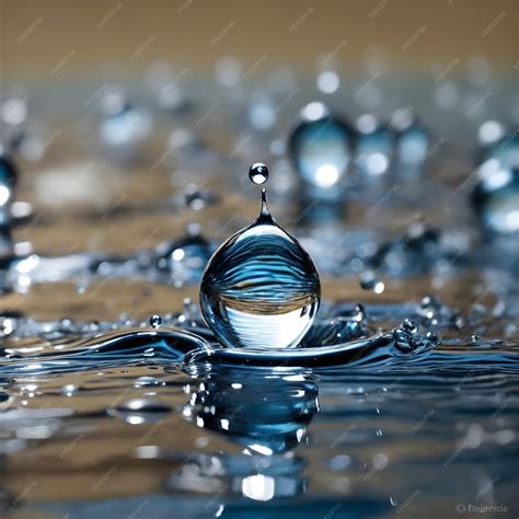 Premium AI Image | Reflective Water Droplet Capturing Wave Patterns