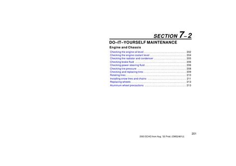 2003 Toyota Echo Engine And Chassis PDF Manual (14 Pages)