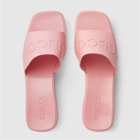 Pink Women's rubber slide sandal | GUCCI® SI