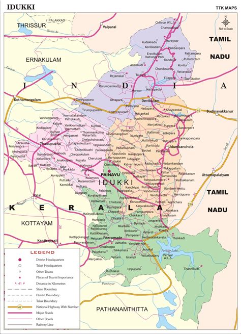 Idukki District Map, Kerala District Map with important places of ...