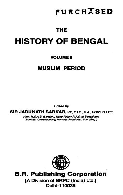 History Of Bengal Vol. 2 - English by Sir Jadunath Sarkar download ...