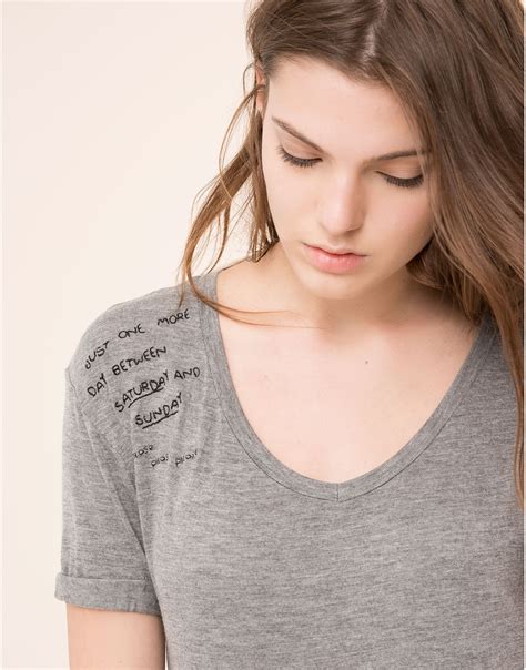 GREY LOOSE NECK T-SHIRT WITH EMBROIDERED DETAIL - NEW PRODUCTS - NEW ...