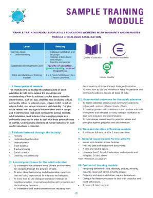 Training Module Sample 2020-2024 - Fill and Sign Printable Template Online