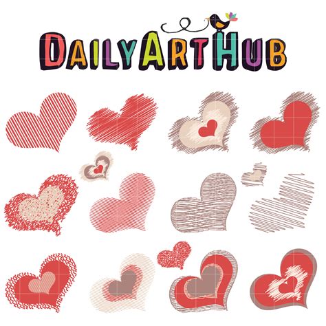 Scribble Hearts Clip Art Set – Daily Art Hub // Graphics, Alphabets & SVG