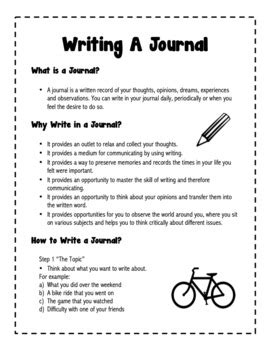 English: Writing A Journal Entry Grades 6 - 12 by The Senior School Shop