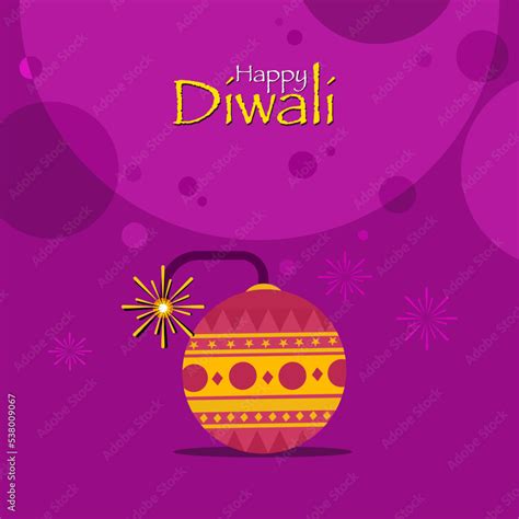 Illustration of Diwali fireworks. Concept for Diwali festival of India ...