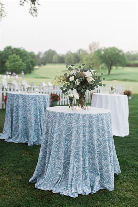 Pale Blue Patterned Cocktail Table Linens