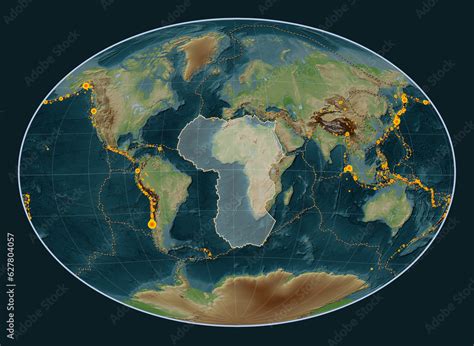 African tectonic plate. Fahey Oblique. Earthquakes and boundaries Stock ...