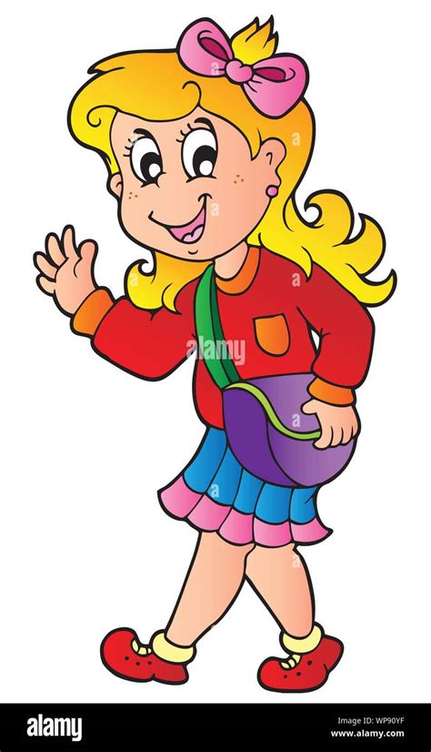 Cartoon girl walking to school Stock Vector Image & Art - Alamy