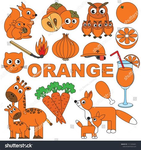 Orange Objects Color Elements Set Collection Stock Vecto… in 2024 | Orange colour day ...