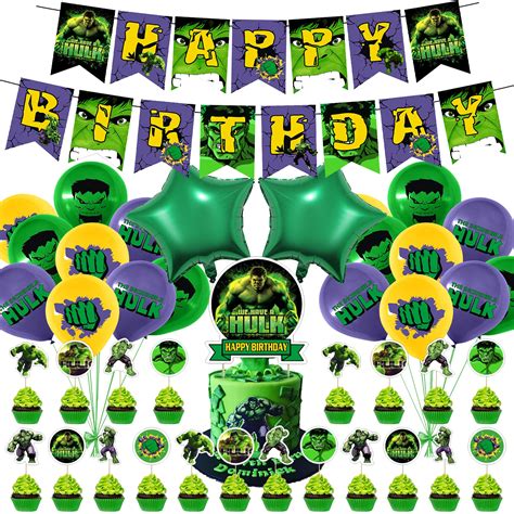 Buy 46pcs Hulk Party Decorations, Superhero Hulk Theme Birthday Party ...