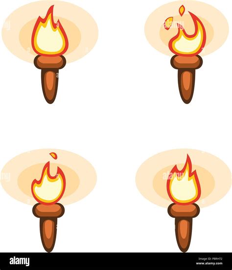 Cartoon vector wooden torch with burning animation Stock Vector Image ...