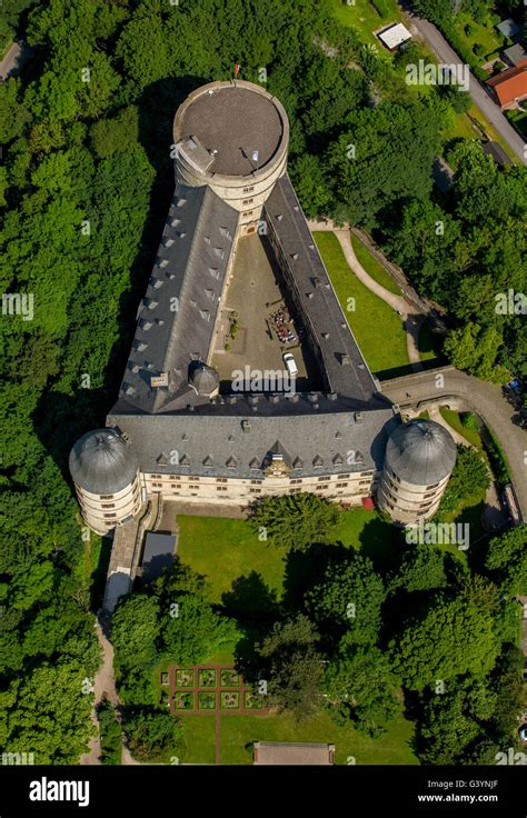 Aerial view, Wewelsburg, hill Castle in the district Wewelsburg town Buren in the district of ...