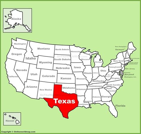 Texas location on the U.S. Map