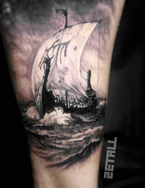 Viking ship tattoo on the inner arm. | Viking ship tattoo, Ship tattoo ...