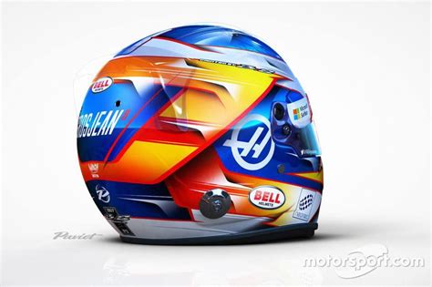 Helmet of Romain Grosjean, Haas F1 Team at Romain Grosjean helmet High ...