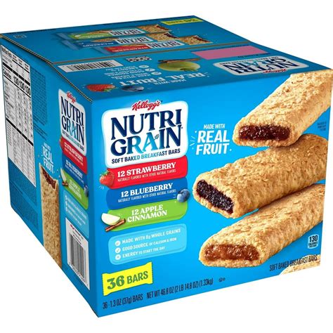 Kellogg's Nutri-Grain Cereal Bars, Variety Pack, 1.3 Oz, 36 Ct ...