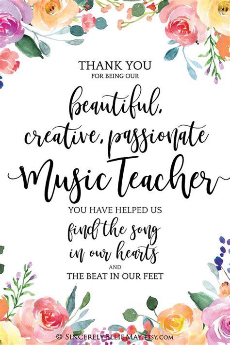 Music Teacher Appreciation Gift Great as Thank You Quote - Etsy Australia | Dance teacher gifts ...