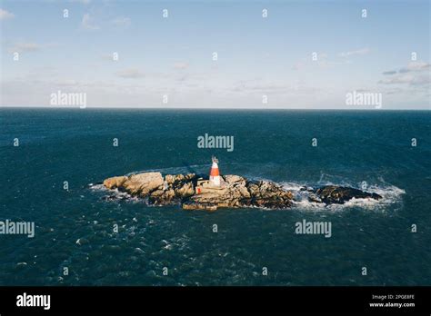 Dalkey, co. Dublin / Ireland: Aerial view of Dalkey Island an island ...