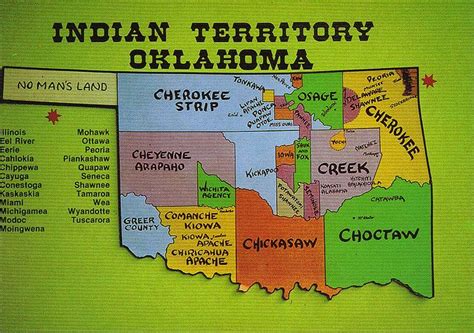 Oklahoma Indian Territory Map Postcard | Oklahoma history, Indian territory oklahoma, Oklahoma