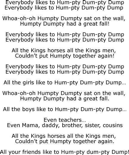 The Cool Humpty Dumpty Song: Nursery Rhyme Song Lyrics and Sound Clip