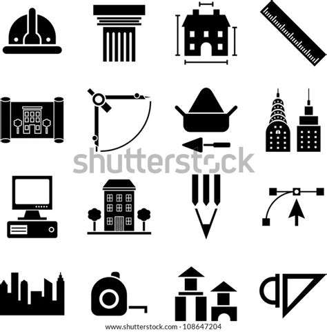 icônes architecture, construction, bâtiments et outils : image vectorielle de stock (libre de ...