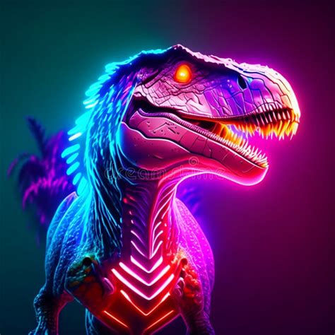 Dragon in Neon Light. Vector Illustration of a Dragon with Neon Lights ...