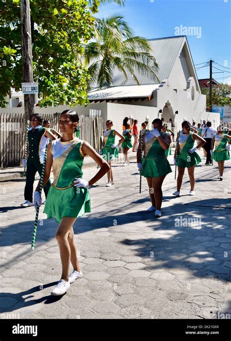 The majorettes of the San Pedro High School marching in the San Pedro ...