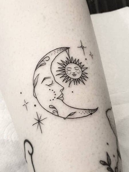 Celestial Sun And Moon Tattoo Designs