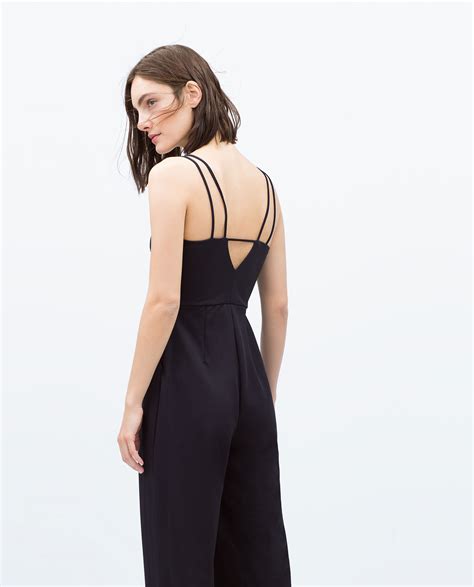 Zara Spaghetti Strap Jumpsuit in Blue (Navy blue) | Lyst